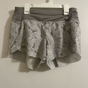 Athleta Gray Leaf Print Athletic Shorts